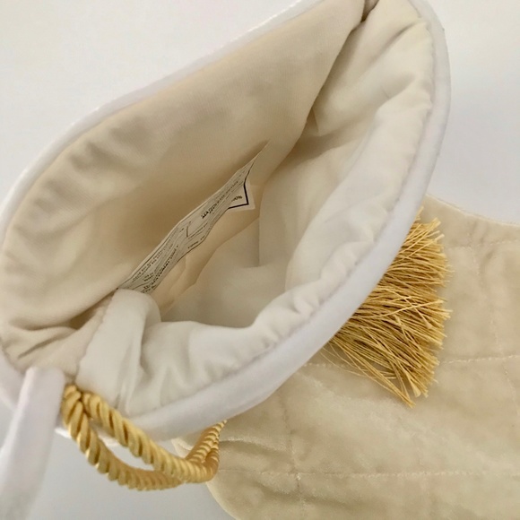 Holiday Stocking White Cream Gold Velvet - Picture 3 of 6